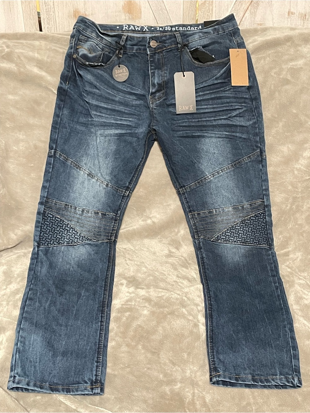 RAW X Men's Dark Indigo Bootcut Moto Jeans